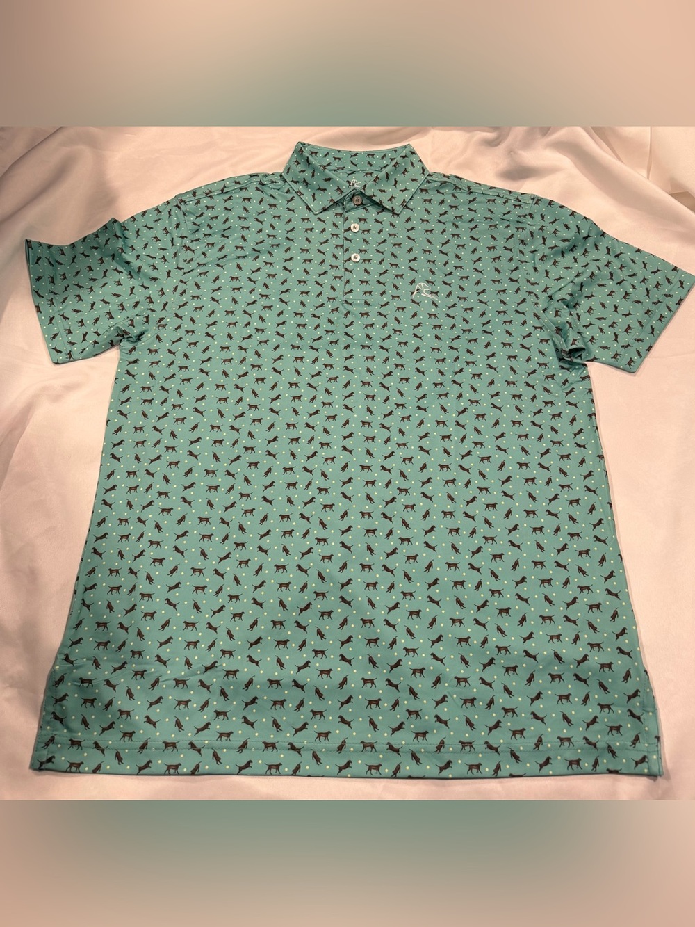 MENS RHOBACK BLACK LAB PRINT POLO SHIRT SUPER NICE!